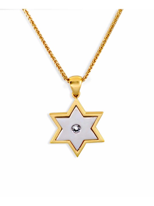 Mid-Size Beautiful Gold and White gold Star of Dav , Tu B'Av Gifts , I