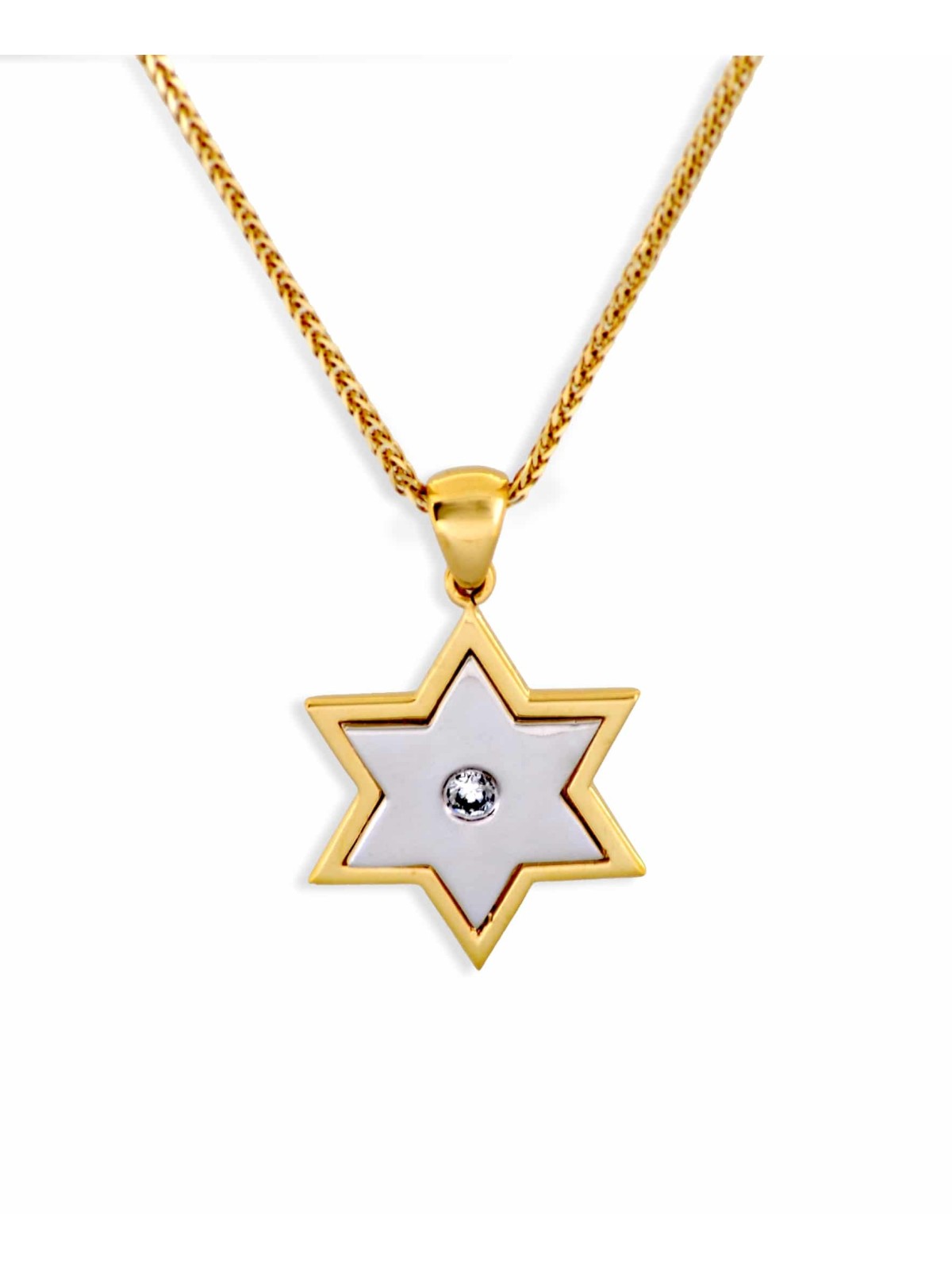 Belle étoile de Dav en or et or blanc de taille moyenne, cadeaux Tu B'Av, I