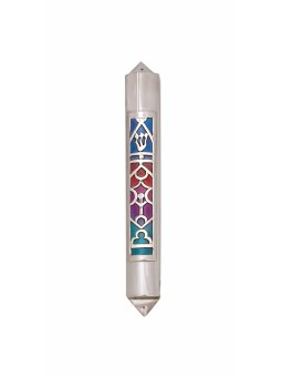 Étui Mezuzah en argent avec émail froid, grandes Mezuzahs, judaïque israélien