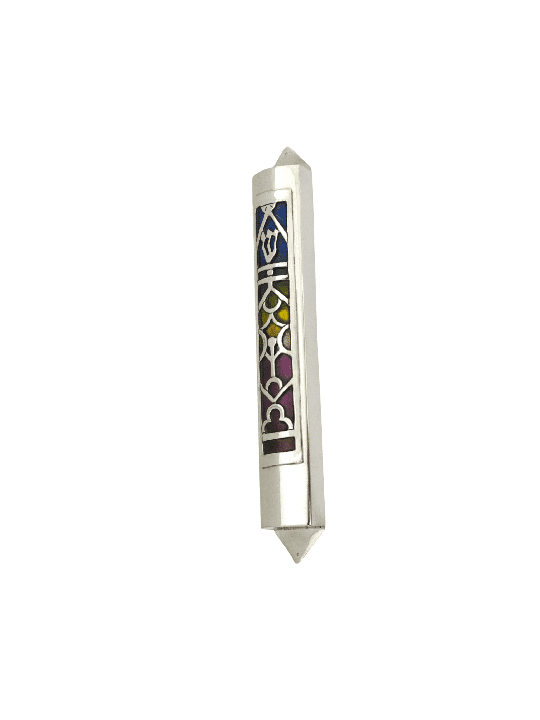 Étui Mezuzah en argent avec émail froid, grandes Mezuzahs, judaïque israélien
