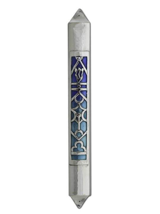 Étui Mezuzah en argent avec émail froid, grandes Mezuzahs, judaïque israélien