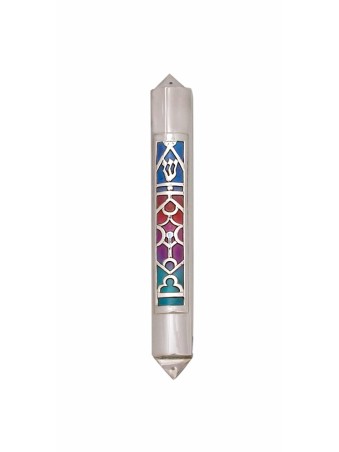 Étui Mezuzah en argent avec émail froid, grandes Mezuzahs, judaïque israélien