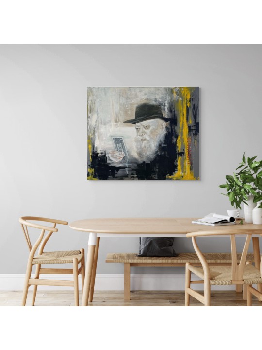 Rabbi Milovovitz La générosité tient un billet d'un dollar Pa, peintures juives