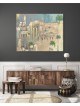 Peinture extraordinaire bleu et or du Kotel Wi, abstrait juif A