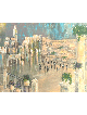 Peinture extraordinaire bleu et or du Kotel Wi, abstrait juif A