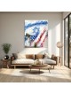 Art patriotique : Peinture de drapeau d'Israël et des États-Unis avec un abstrait juif A