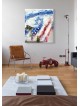 Art patriotique : Peinture de drapeau d'Israël et des États-Unis avec un abstrait juif A