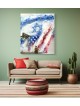 Art patriotique : Peinture de drapeau d'Israël et des États-Unis avec un abstrait juif A