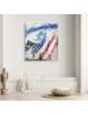 Art patriotique : Peinture de drapeau d'Israël et des États-Unis avec un abstrait juif A