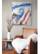 Art patriotique : Peinture de drapeau d'Israël et des États-Unis avec un abstrait juif A