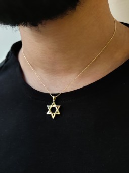 תליון גדול זהב לבן ארוג מגן דוד, מתנות ט"ו באב, ישראלי