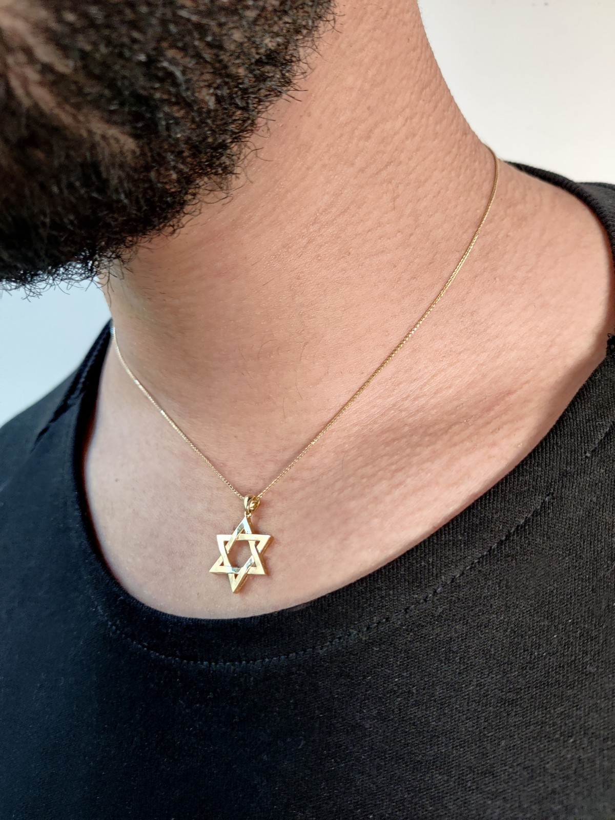Grand pendentif étoile de David tissé en or blanc, cadeaux Tu B'Av, israélien