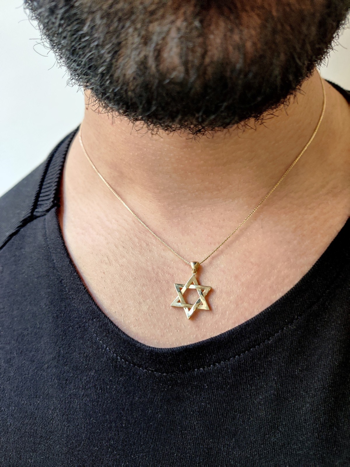 תליון מגן דוד נהדר זהב צהוב גדול, מתנות ט"ו באב, ישר