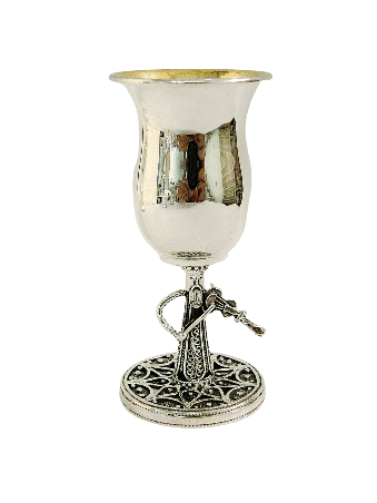 Petite coupe de Kiddouch en filigrane d'argent avec Klezmer Mus, cadeaux de Pâque,