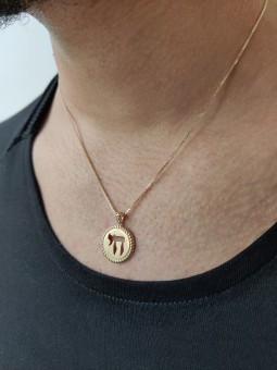 Pendentif Chai encerclé en or jaune 14K, cadeaux Tu B'Av, Judai israélien