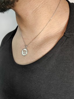 14K White Gold Round Chai Necklace , Tu B'Av Gifts , Israeli Judaica