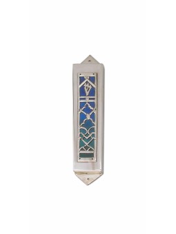 Mezuzah Case Made of Silver with Enamel Colors , Extra Large Mezuzah ,