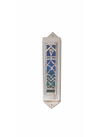 Étui Mezuzah en argent avec couleurs d’émail, Mezuzah extra large,