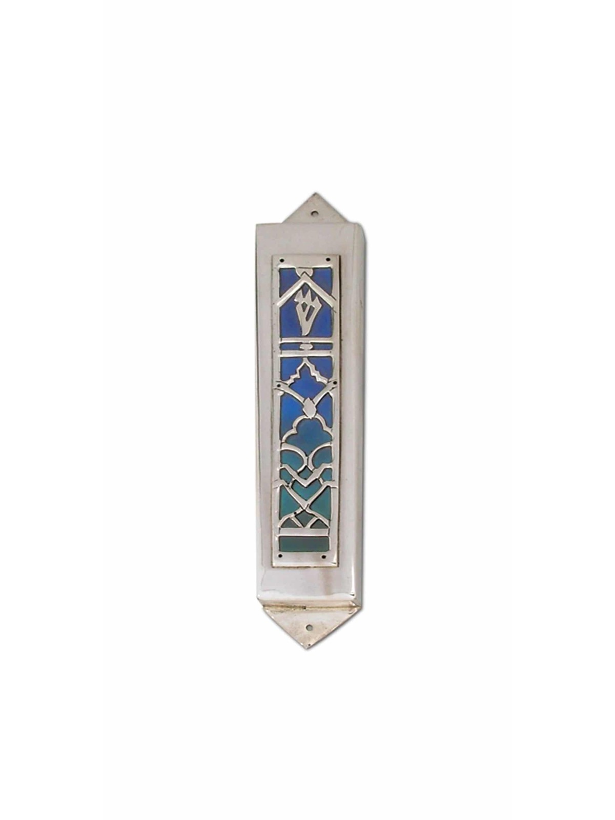 Mezuzah Case Made of Silver with Enamel Colors , Extra Large Mezuzah ,