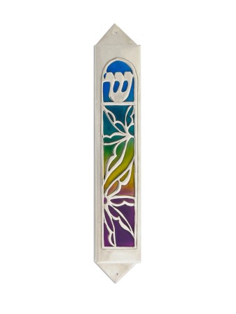 Étui Mezuzah coloré extra large en argent, Mezuzah extra large