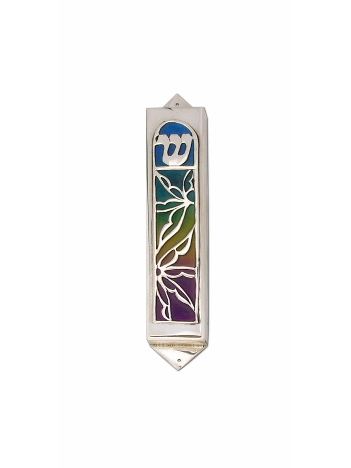 Étui Mezuzah coloré extra large en argent, Mezuzah extra large