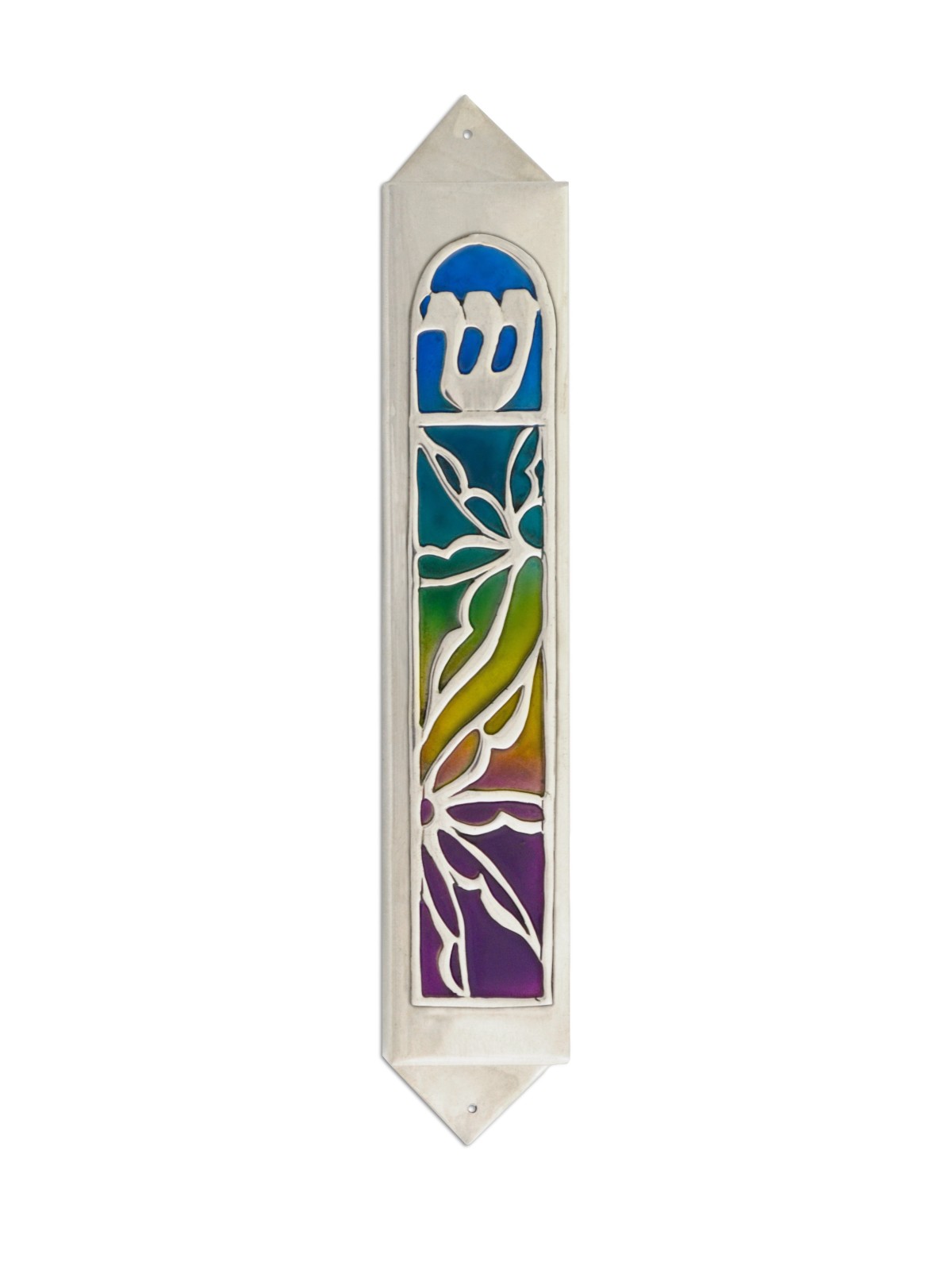 Étui Mezuzah coloré extra large en argent, Mezuzah extra large
