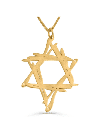שרשרת כוכבי אמנות בסגנון חופשי 14K זהב צהוב , מתנות חתונה יהודית ,
