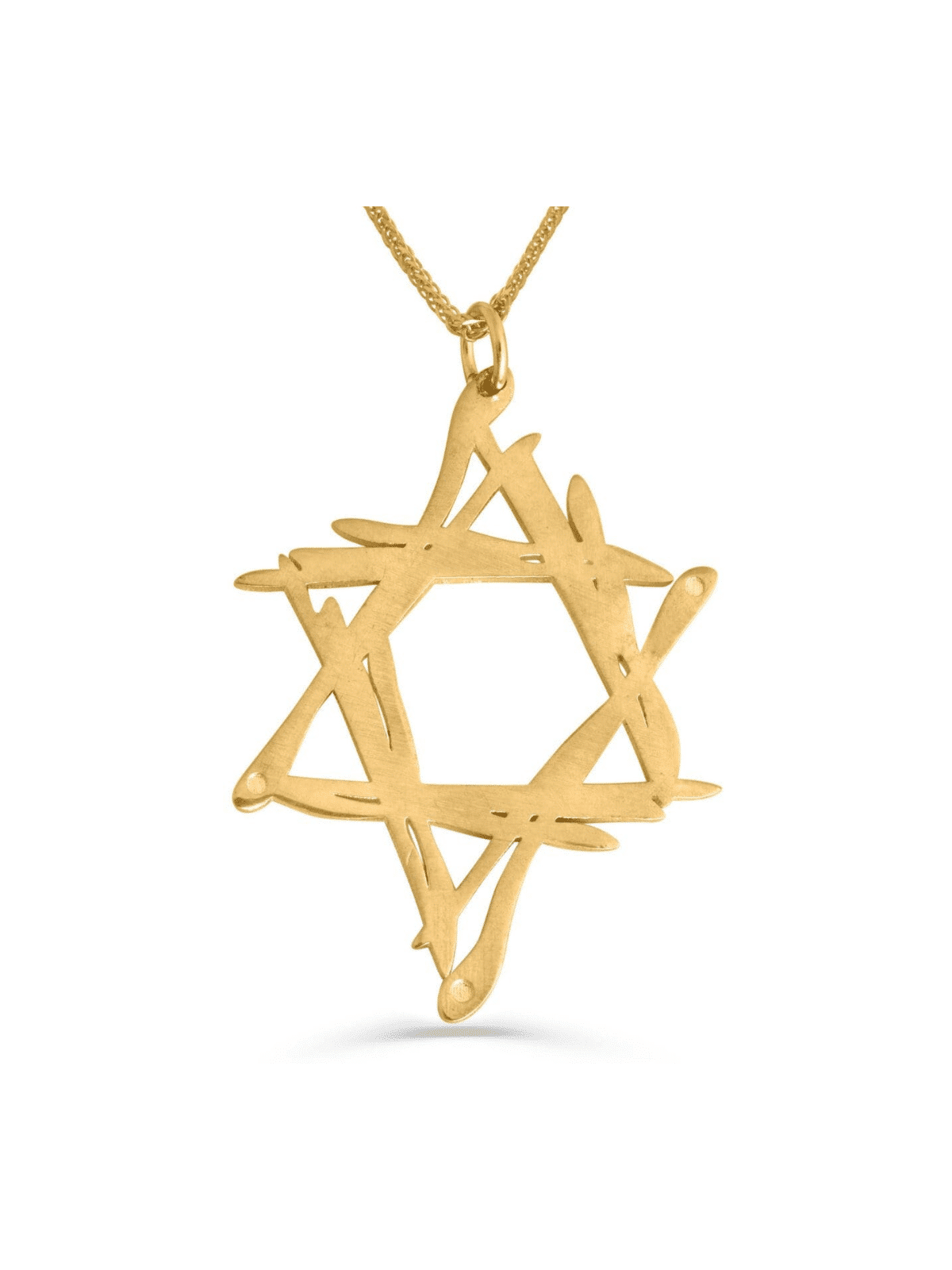 שרשרת כוכבי אמנות בסגנון חופשי 14K זהב צהוב , מתנות חתונה יהודית ,