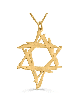 Collier étoile d'art de Style libre en or jaune 14K, cadeaux de mariage juif,