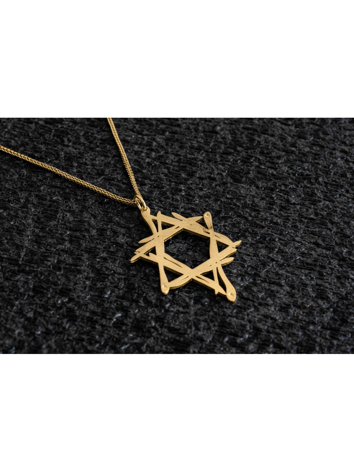 Collier étoile d'art de Style libre en or jaune 14K, cadeaux de mariage juif,