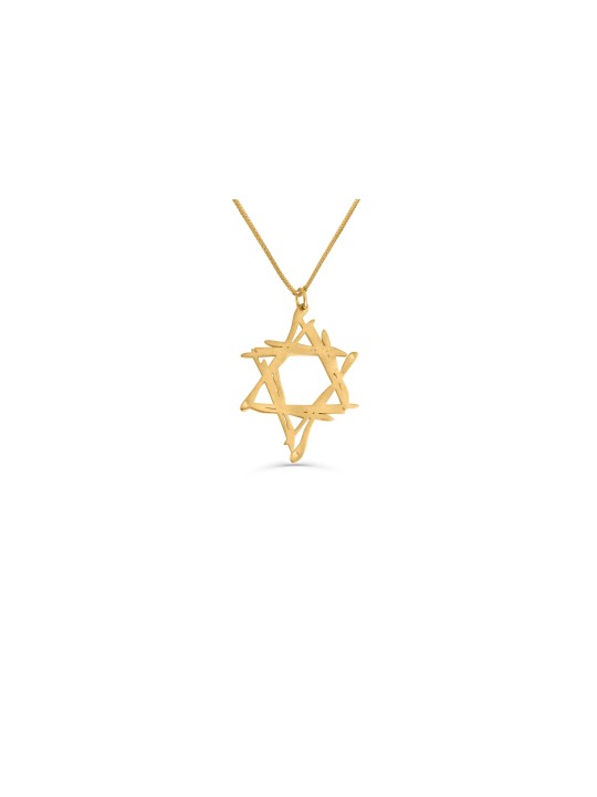 Collier étoile d'art de Style libre en or jaune 14K, cadeaux de mariage juif,