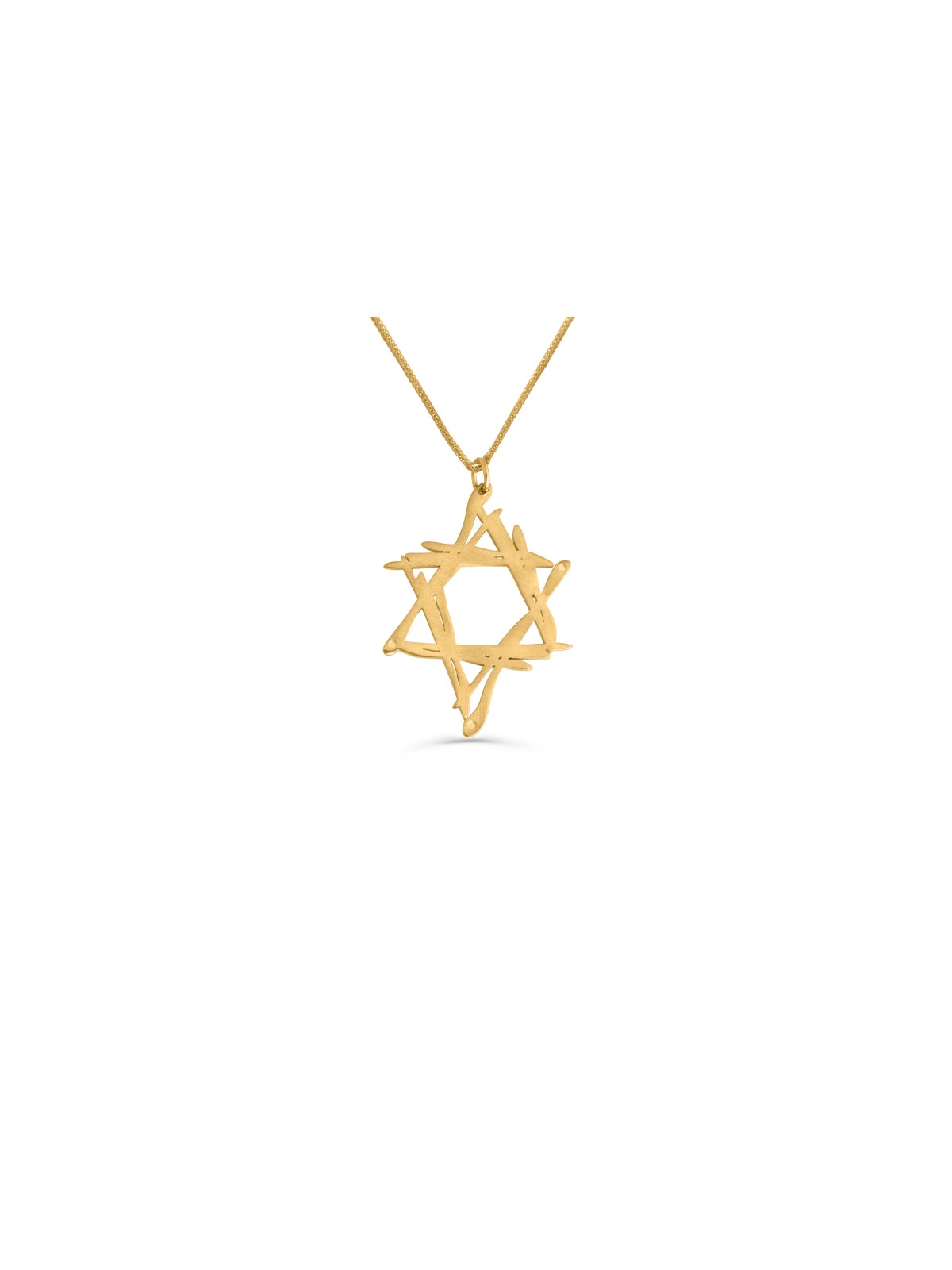 Collier étoile d'art de Style libre en or jaune 14K, cadeaux de mariage juif,
