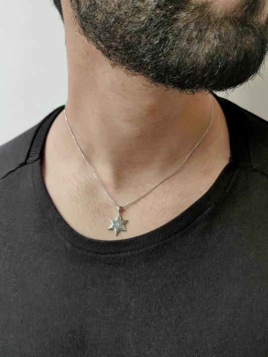 Petit or blanc avec étoile de David en diamant, cadeaux Tu B'Av, israélien