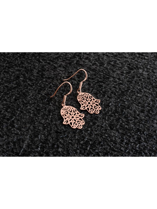 Boucles d’oreilles Hamsa Dangle en filigrane d’or blanc, cadeaux de mariage juifs, Isr
