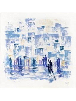 Peinture abstraite originale moderne de couleurs à l'huile de Th, résumé juif A