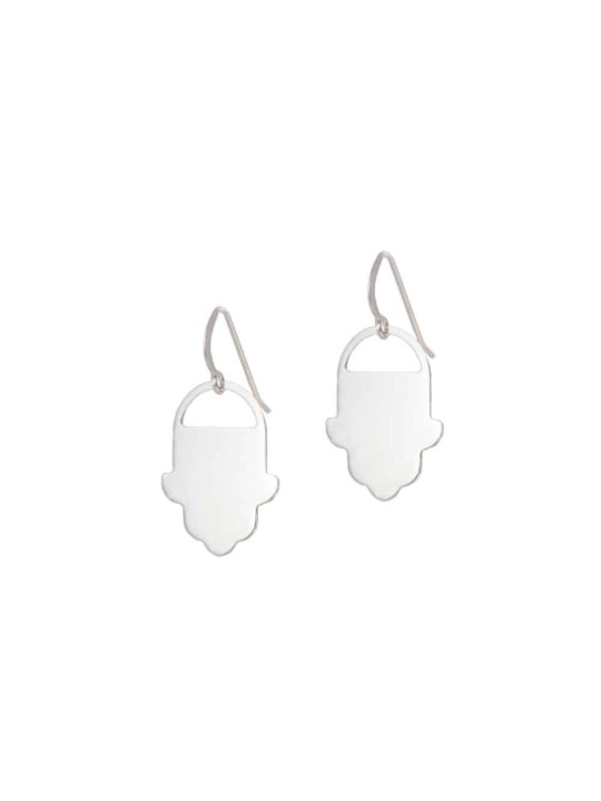 Boucles d’oreilles Hamsa en or blanc 14 carats modernes, cadeaux Tu B'Av, Jud israélien