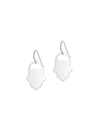 Boucles d’oreilles Hamsa en or blanc 14 carats modernes, cadeaux Tu B'Av, Jud israélien