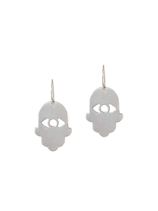 Modern Hamsa and Evil Eye Silver Earrings , Tu B'Av Gifts , Israeli Ju