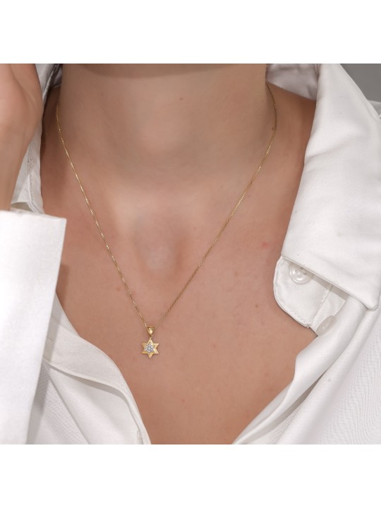 Petite étoile de D diamant rotative bicolore texturée , Cadeaux Tu B'Av , I