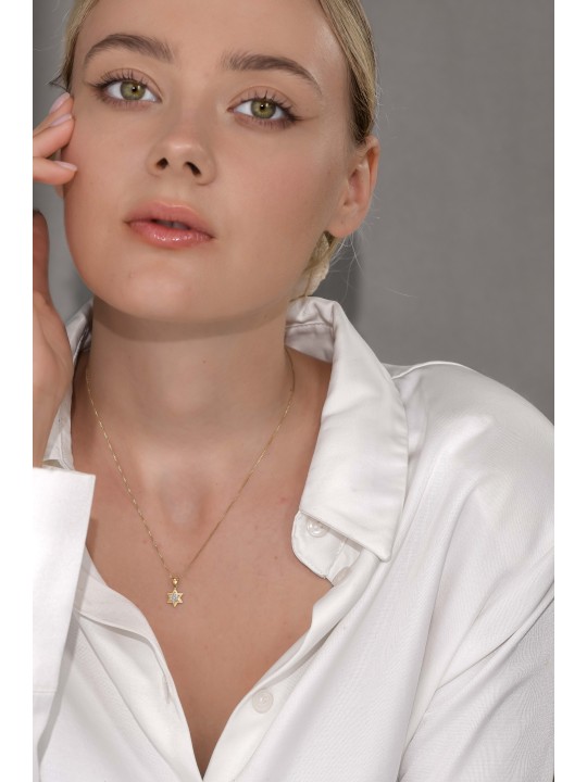 Petite étoile de D diamant rotative bicolore texturée , Cadeaux Tu B'Av , I