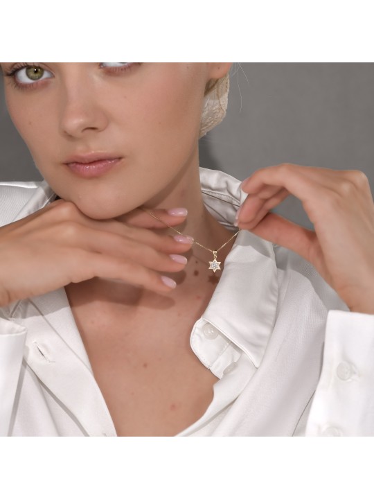 Petite étoile de D diamant rotative bicolore texturée , Cadeaux Tu B'Av , I