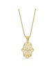 Collier Hamsa de luxe en or 14 carats avec filigr, filigrane juif J