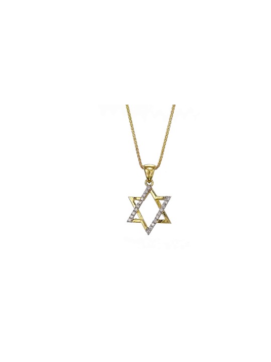 Diamants Or Étoile de David pendentif Superbe , Tu B'Av Cadeaux , Israélien