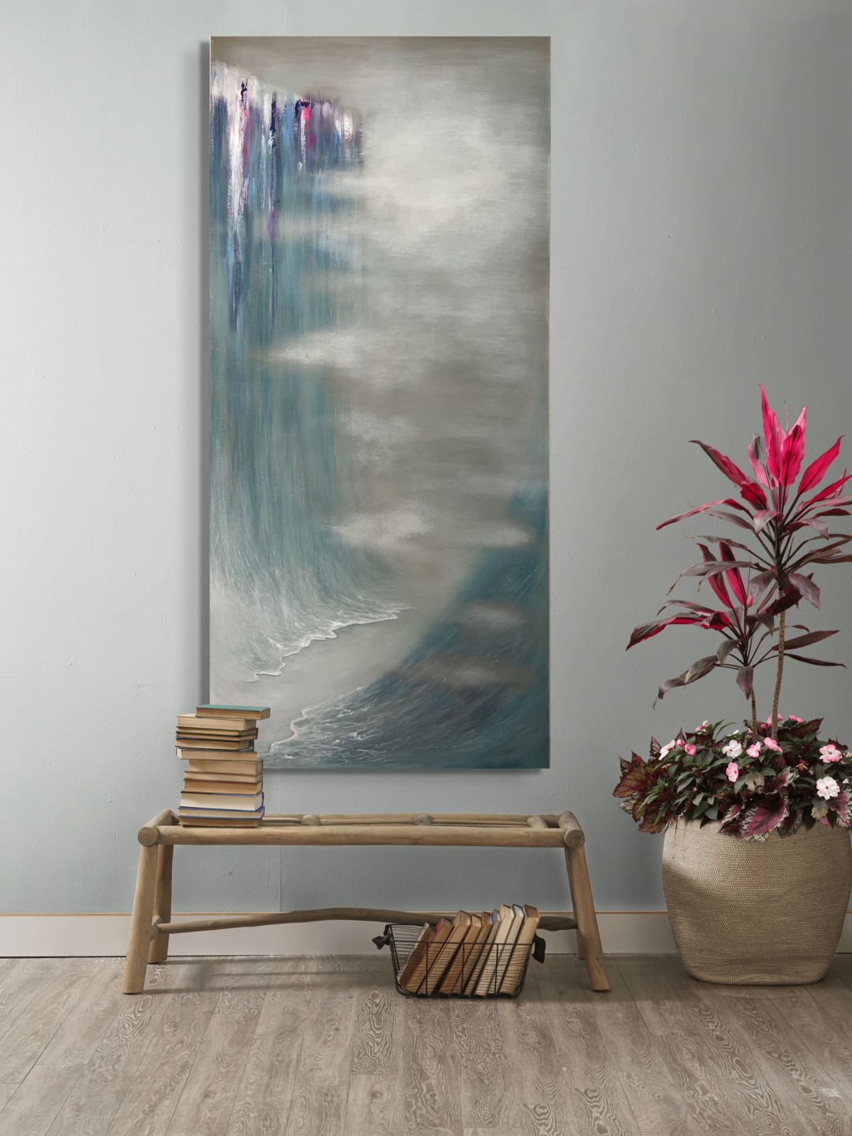 Forme verticale Division bleue et grise de la mer, peintures d'exode