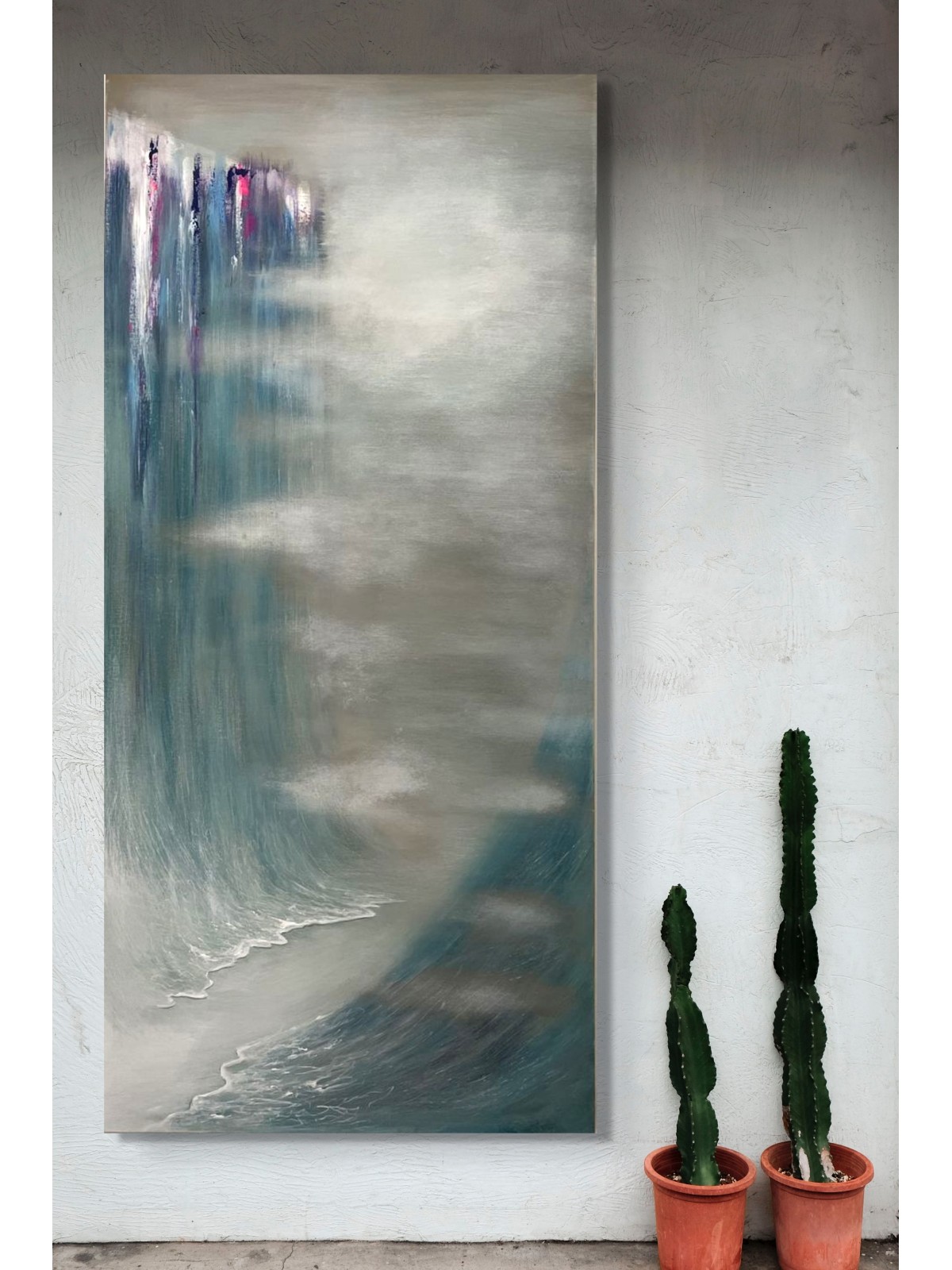 Vertical Shape Blue and Gray Splitting of the Sea  , Exodus Paintings