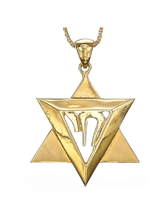 Gold Star of David pendant White Stunning , Tu B'Av Gifts , Israeli Ju