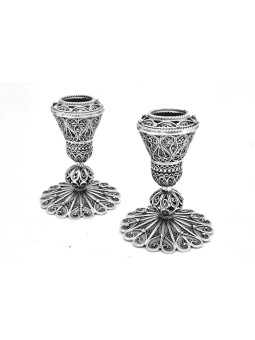 Small Traditional Filigree Silver Candlesticks , Sterling Silver Candl