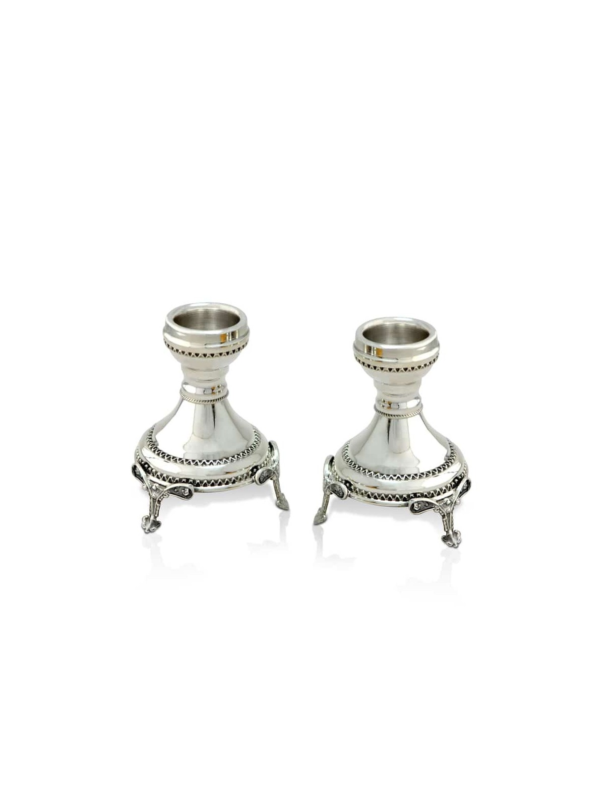Mini chandeliers en argent sterling avec 3 pieds, bougie en argent sterling