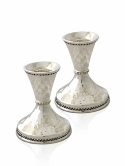Small Elegant Hammered Candlesticks , Passover Gifts , Israeli Judaica