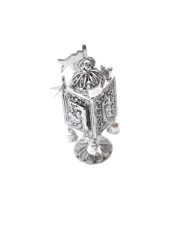 Élégante boîte Besamim en filigrane d'argent avec cloches et, argent sterling J